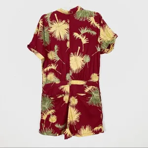 Free People Malibu Red & Yellow Tropical Hawaiian Romper Playsuit thumbnail 4