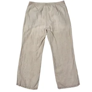 VTG GAP 100% Linen Pants Women's Wide Leg Drawstring Trousers Beige Tan Size 10‎ thumbnail 2