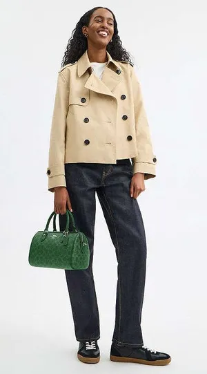 NWT Coach Medium Rowan Satchel Bag In Signature Canvas CV961 Bright Jade thumbnail 7