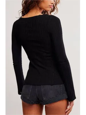 FREE PEOPLE NWT East Side Cardigan / Black thumbnail 4