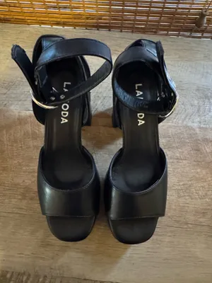 LAMODA Oh Lordy Chunky Platform Black Block Heel Sandals with Ankle Strap (5) thumbnail 6