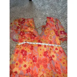 Orange Floral Peach Love California Dress Size Small thumbnail 5
