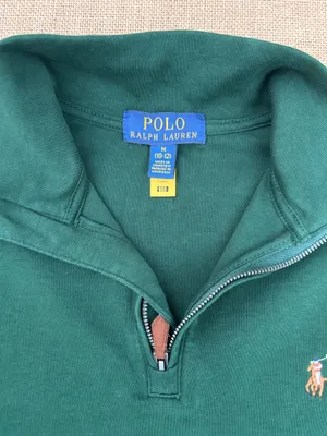 Polo Ralph Lauren Green Estate-Rib Quarter-Zip Pullover Sweatshirt M 10-12 thumbnail 3