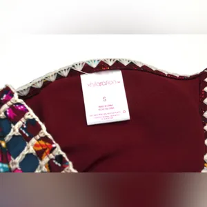 Xhilaration | Burgundy/Pink Multi Boho Floral Print Triangle Bikini Top thumbnail 5