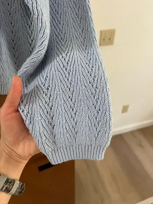 Hollister pearl baby blue knit crochet cardigan thumbnail 6