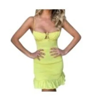 Tiger Mist Joslin Mini Dress Yellow Size XS Coquette Sabrina Carpenter Romantic thumbnail 1