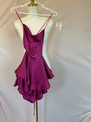 Selfie Leslie Magenta Satin Ruffle Skort thumbnail 3