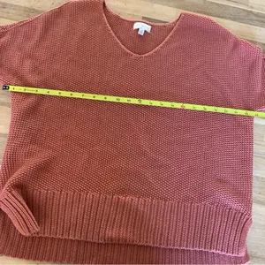 Lucky Brand Brick Red V-Neck Pullover Sweater L thumbnail 3