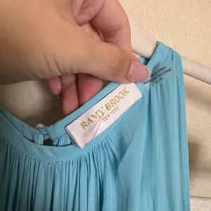 Ramy Brook Audrey Blouson Midi Dress Sz XS Turquoise Satin Sleeveless‎ thumbnail 6