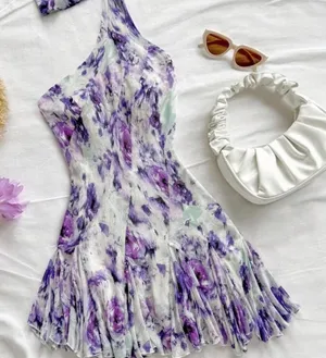 SheIn One shoulder dress purple thumbnail 1