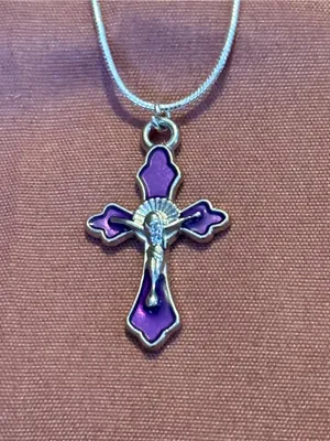 Sterling Silver 925Necklace with Purple Cross Pendant - Women Jewelry thumbnail 2