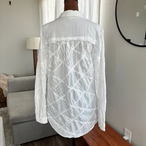 Sundance Stowe Top Small Patchwork White Cotton Flowy Coastal Cottage Boho Beach thumbnail 2