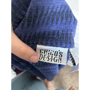Vintage Chicos Design Geometric Knit Blazer Jacket‎ Silver Sunburst Buttons sz 3 thumbnail 4