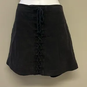 Free People Black Mini Shirt High Low Lace Accent Pockets Cotton Linen- Medium thumbnail 1