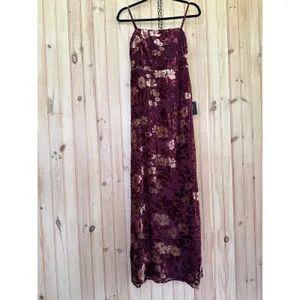 Lulus Effortless Celebration Burgundy Floral Burnout A-Line Dress Resort Small thumbnail 2