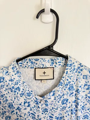 Tuckernuck Royal Shirt Dress in Blue Floral thumbnail 3