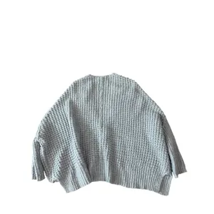 Free People Blue‎ Chunky Waffle Knit Oversized Cardigan Sweater Wool Blend XS thumbnail 2