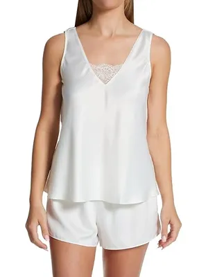 Flora Nikrooz White Lace-Trim Sleep Set - Tank & Shorts, Medium NWOT thumbnail 1