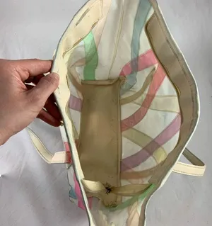 Medium pastel Argyle stripe vintage day bag purse thumbnail 5