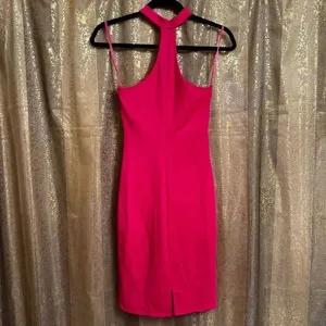 Love J Hot Pink Cut Out Bodycon High Neck Mini Party Club Dress Medium thumbnail 6