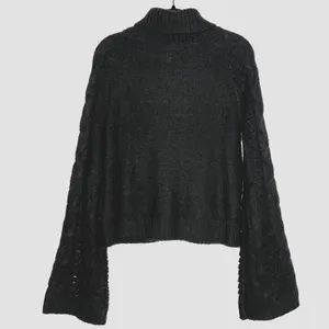 Leith Turtleneck Sweater Womens Medium Black Cut Out Long Sleeves Chunky Knit thumbnail 2