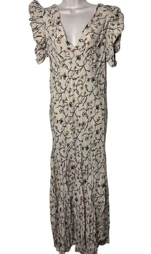 Doen Brindille cream scroll print maxi dress sz L thumbnail 2