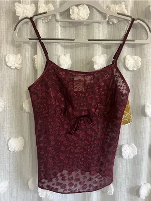 Gillian & O’Malley Burgundy Sheer Leopard Print Cami & shorts thumbnail 2