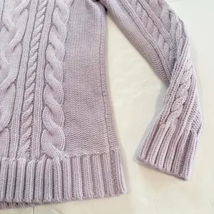 LL Bean Lilac Purple Double L Mixed Cable Crew Neck Pullover Cotton Sweater XS thumbnail 5