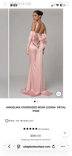 Pink Bridesmaid Oversized Bow Gown Petal Pink Maxi Dress Moda Glam thumbnail 4