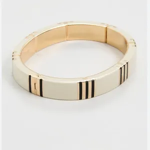 Tory Burch Gold and Ivory Enamel Bracelet thumbnail 3