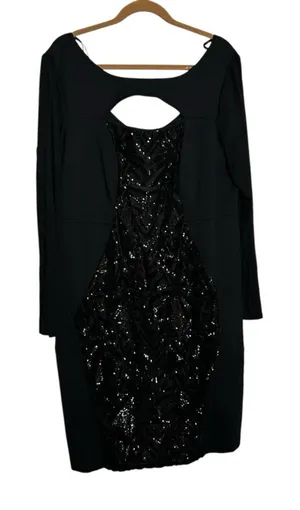 Lane‎ Bryant Black Sequin Front Cut Out Knee Length Dress Size 18 thumbnail 1