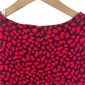 Lark & Ro Red Floral Ruffle Sleeve Fit And Flare‎ Knee Length Dress Sz 0 thumbnail 8
