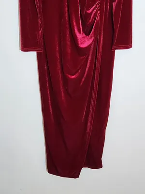 Wine Red Velvet Bodycon Formal Dress Size XXL thumbnail 3