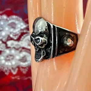 Punk Skull Spike Ring, Silver thumbnail 5