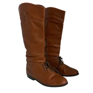 Vintage LL Bean Womens 7 M Tall Tan Brown Soft Leather‎ Riding Lace Boots Canada thumbnail 13