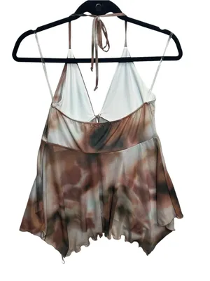 NWT Frankee & Skylarr S Sheer Mesh Tie Dye Halter Babydoll Handkerchief Top Y2K thumbnail 4