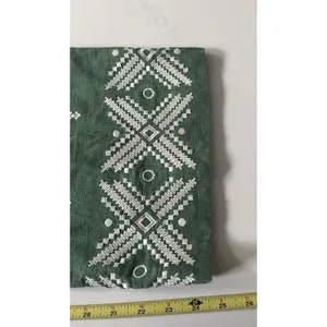 Zara Embroidered Trousers Size M High Waist Green Cropped Wide Leg thumbnail 7