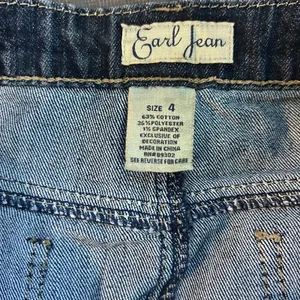Earl Jean Denim Mini Skirt Dark Wash Distressed Y2K Western 90's Hippie Size 4 thumbnail 9