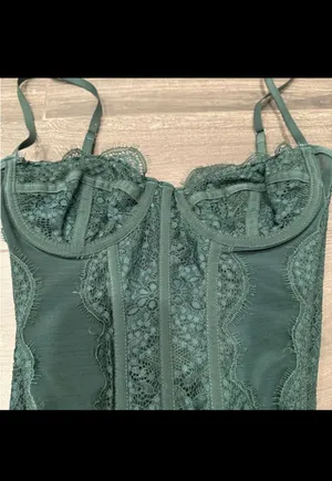 Urban Outfitters Dark Green Corset Top thumbnail 4