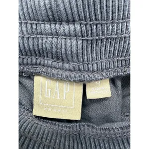 GAP‎ Khaki Ribbed Wide Leg Pull On Pants Cropped Lounge Minimalist Soft Black M thumbnail 4