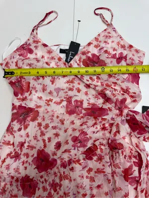 Lulus Floral Print Metallic Ruffled Wrap Maxi Dress size L thumbnail 9