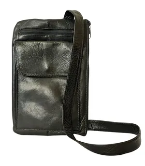 RARE HOBO International Vintage Black Leather Unisex Organizer Crossbody Bag thumbnail 1