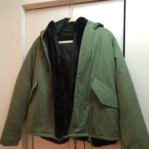 Faux fur detachable linen jacket size M Green Size M thumbnail 1