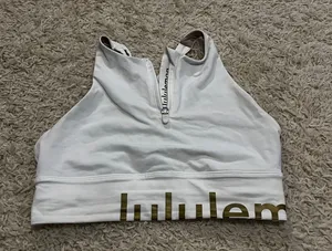 High Neck Energy Long Line Limited Edition White And Gold Logo Sport Bra Size 6 thumbnail 1