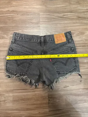 Levi’s Premium 501 Original Slashed Black Distressed Shorts W24 thumbnail 6