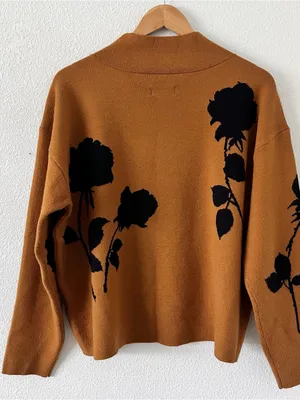 Anthropologie Maeve Carys Brown Black Floral Mock Neck Sweater thumbnail 8