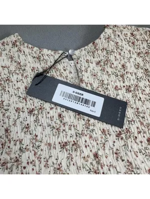 S.DEER Floral Smocked Maxi Dress Women’s Small NWT Cream Cottagecore Ruffle thumbnail 9