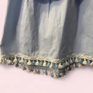 Women’s NWT Anna Rose Boutique Blouse Tassels Baby Blue Small thumbnail 2