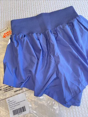 NEW! Free People FP Movement L CARPE DIEM Blueberry Athletic Shorts Periwinkle thumbnail 11