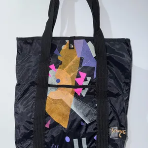 Vintage Spalding Tote Bag Neon Colors‎ Black Retro RARE Gym I thumbnail 1